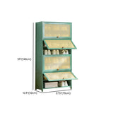 Bohemian Rattan Metal Entryway Green Drop Front Shoe Storage Image - 34