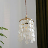 Bohemian Vintage Brass Wind Chimes Shell Pendant Light Image - 3