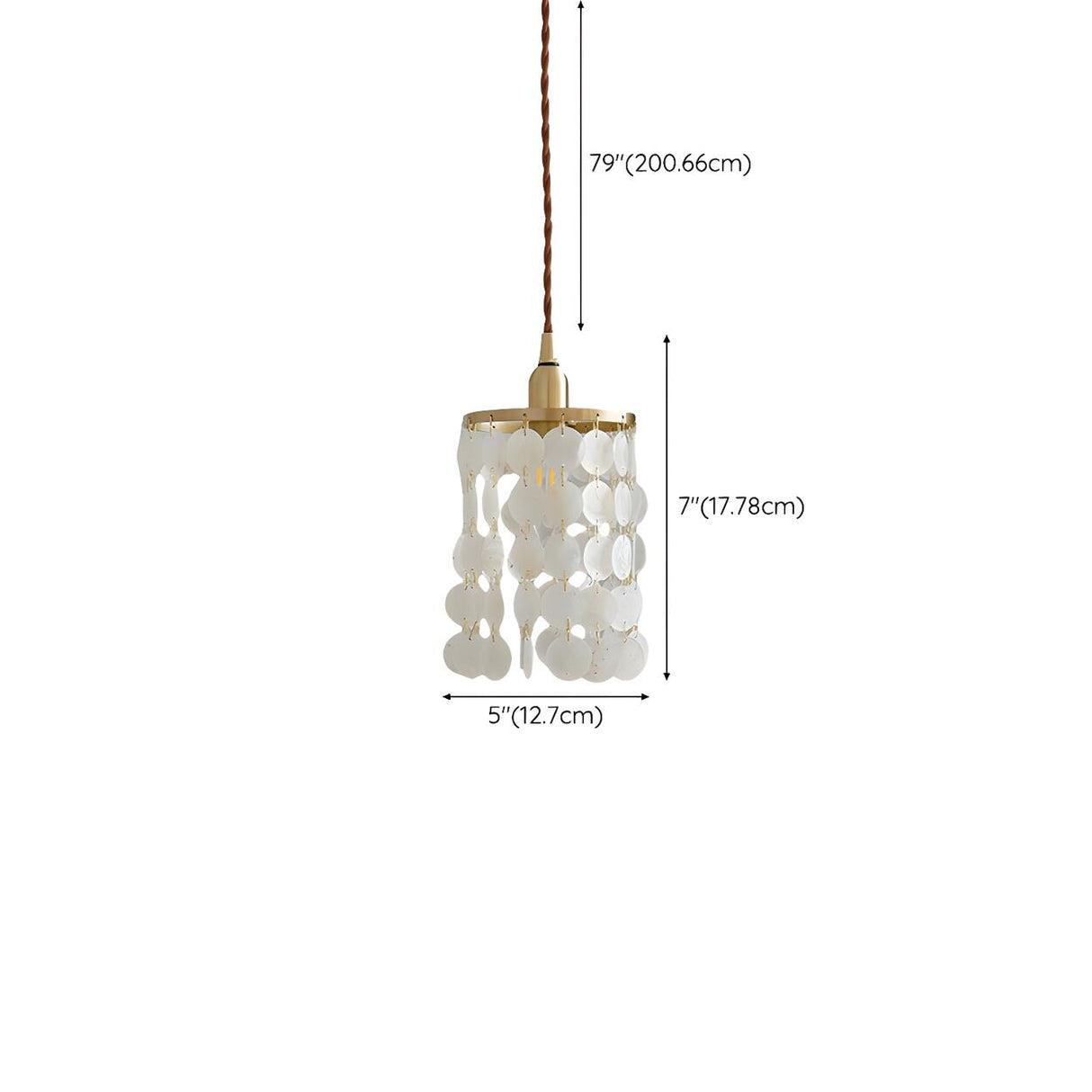 Bohemian Vintage Brass Wind Chimes Shell Pendant Light 