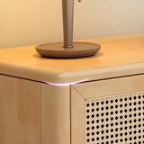 Bohemian Wood Rectangle Open Storage Cabinet TV Stand Image - 12
