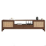 Bohemian Wood Rectangle Open Storage Cabinet TV Stand Image - 3