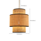 Bohemian Woven Bamboo Double Layer Drum Pendant Light #size