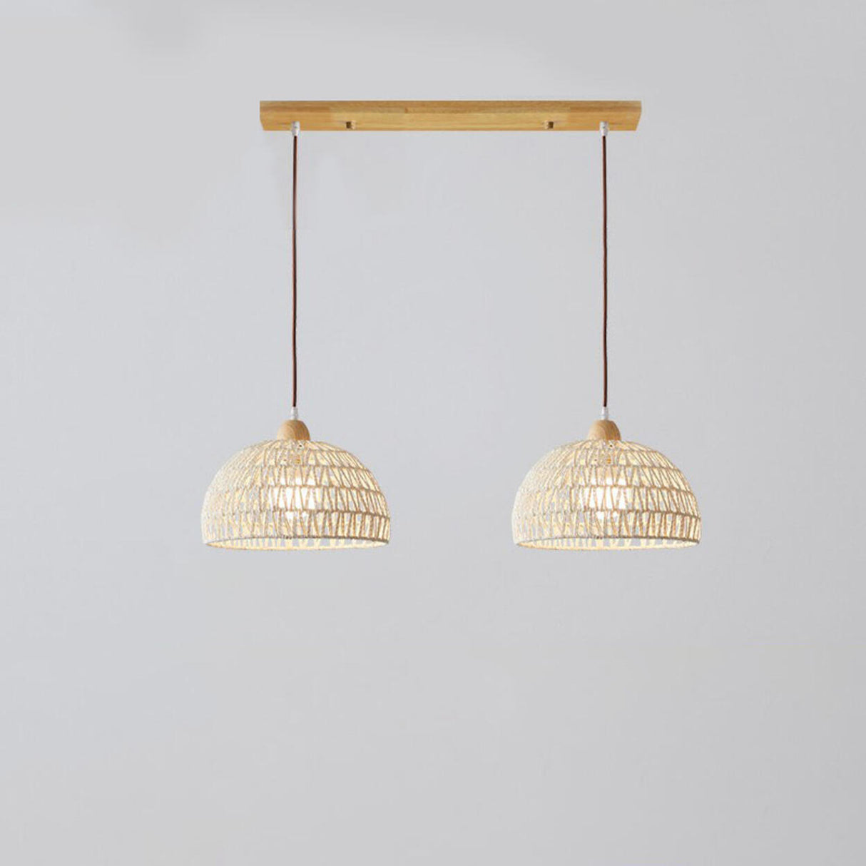 Boho Bowl Wood LED Kitchen Island Pendant Lights Image - 2