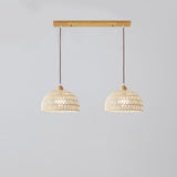 Boho Bowl Wood LED Kitchen Island Pendant Lights Image - 2