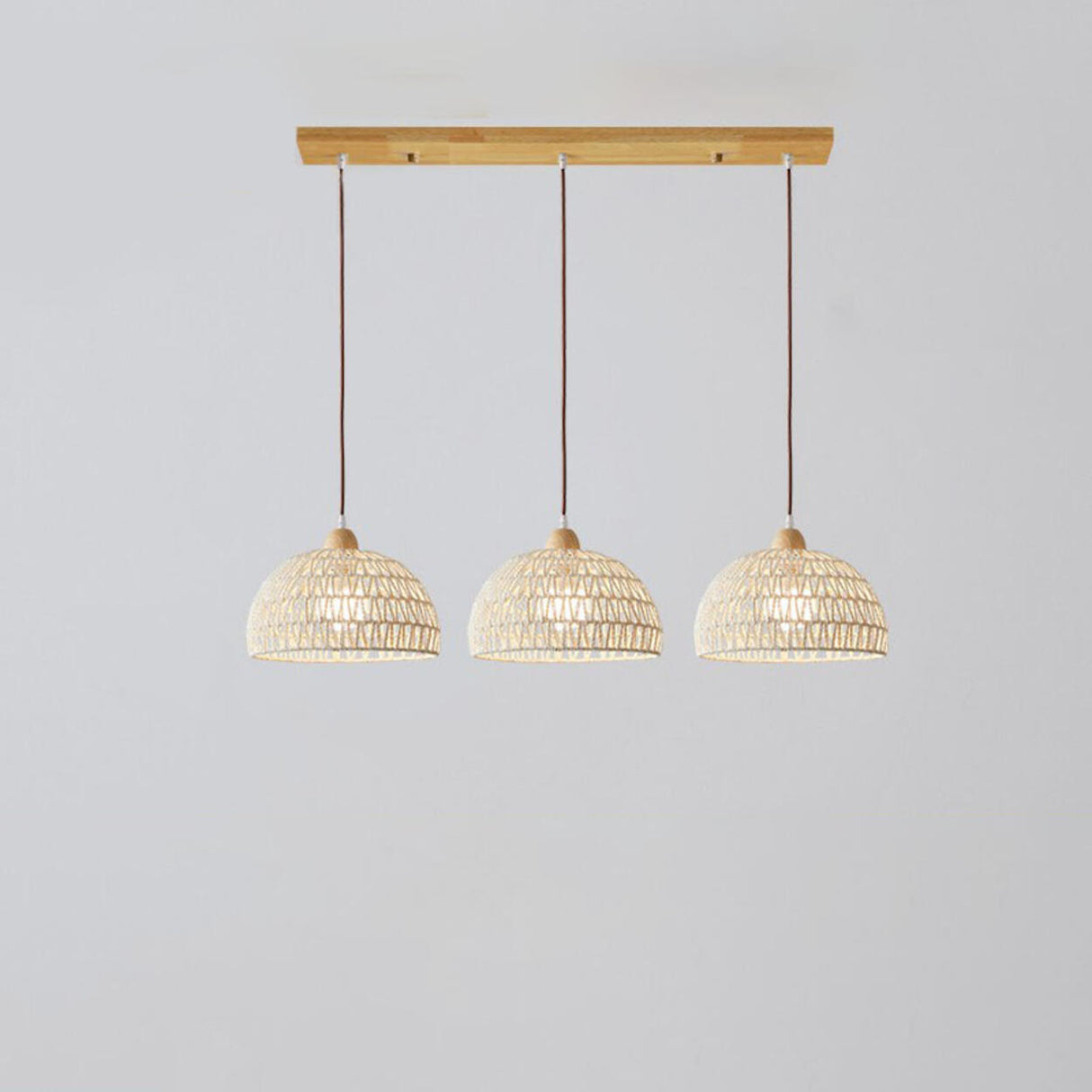 Boho Bowl Wood LED Kitchen Island Pendant Lights Image - 3