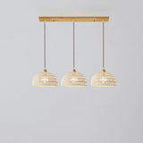 Boho Bowl Wood LED Kitchen Island Pendant Lights Image - 3