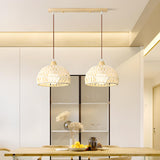 Boho Bowl Wood LED Kitchen Island Pendant Lights Image - 5