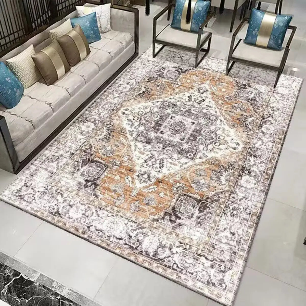 Boho-Chic Geometric Pattern Synthetic Red Area Rug Image - 14
