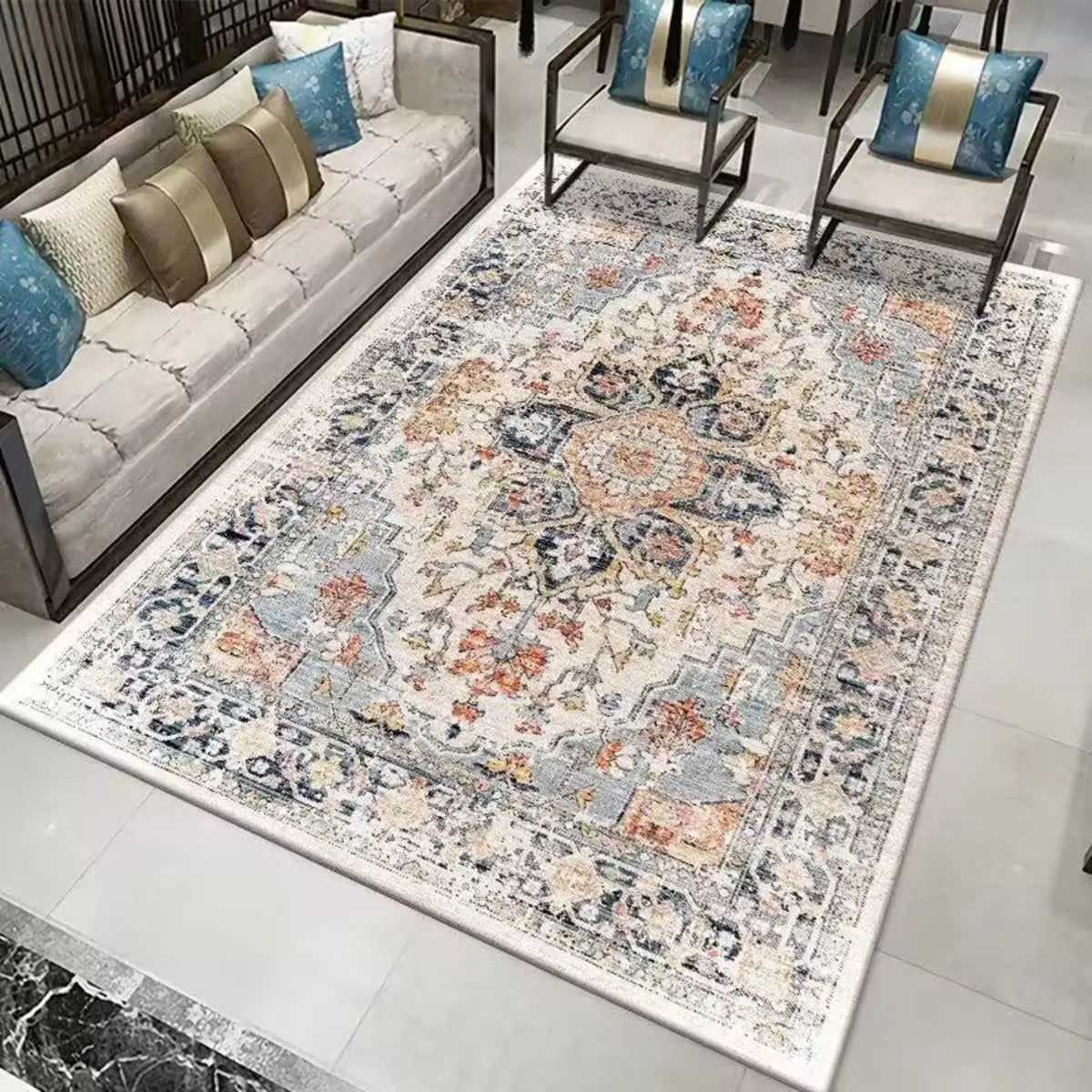 Boho-Chic Geometric Pattern Synthetic Red Area Rug Image - 4
