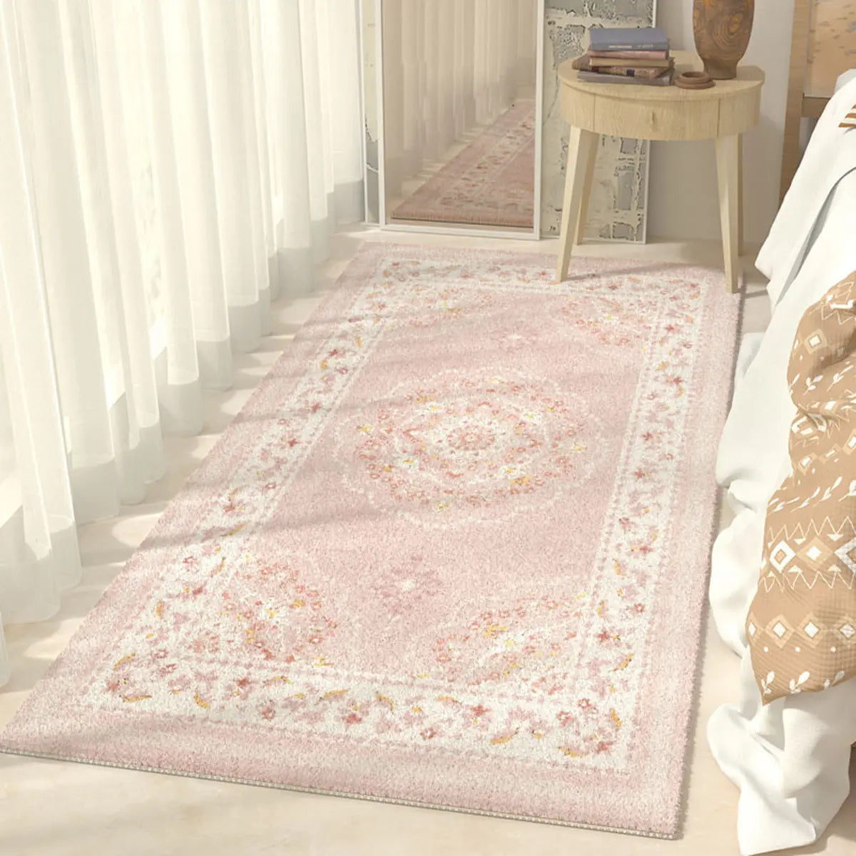 Boho Rectangular Cotton Gray Bedroom Area Rug Image - 5