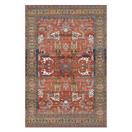 Boho Rectangular Polymer Geometric Aqua Area Rug Image - 2