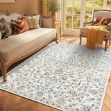 Boho Rectangular Polymer Geometric Aqua Area Rug Image - 3