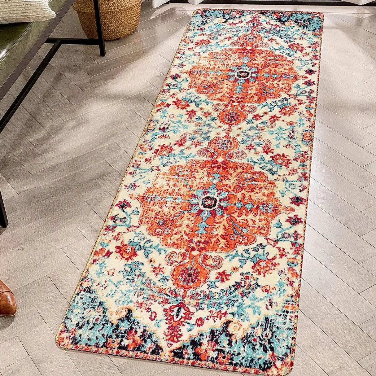 Boho Southwestern Rectangular Brick Red Area Rug Image - 1