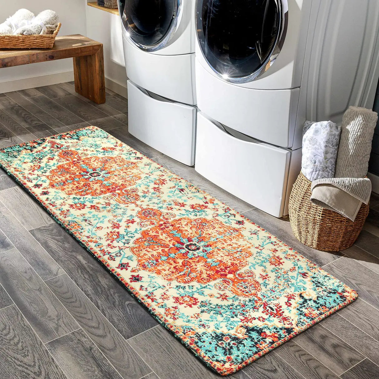 Boho Southwestern Rectangular Brick Red Area Rug Image - 2