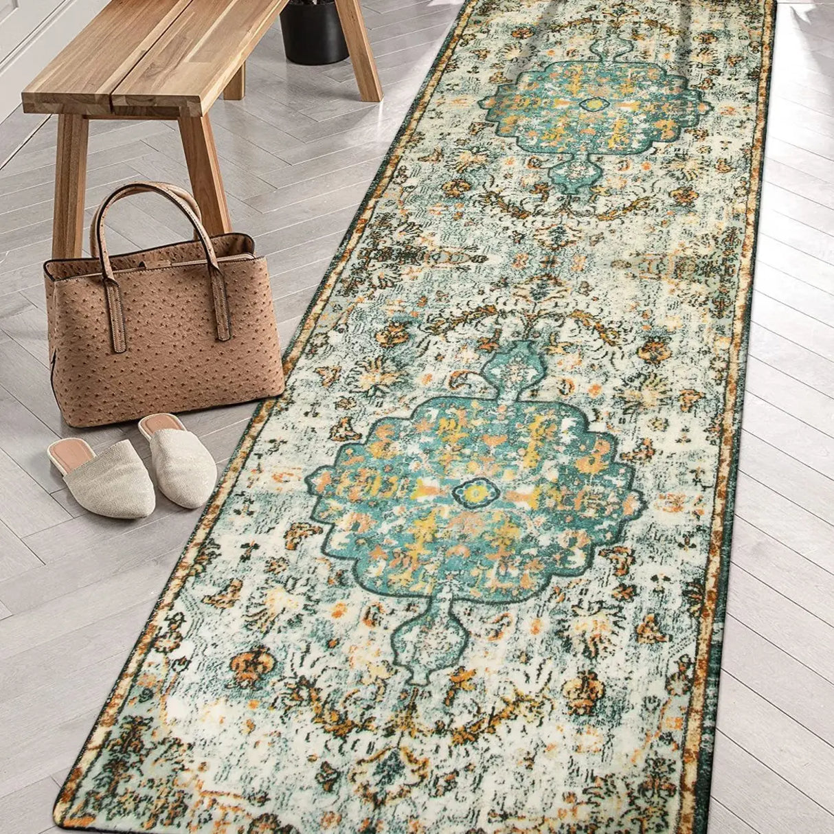 Boho Southwestern Rectangular Brick Red Area Rug Image - 4