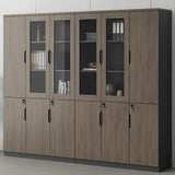 Bookcase Included Tall Vertical Wood Brown Filing Cabinet Image - 1