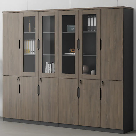 Bookcase Included Tall Vertical Wood Brown Filing Cabinet Image - 1
