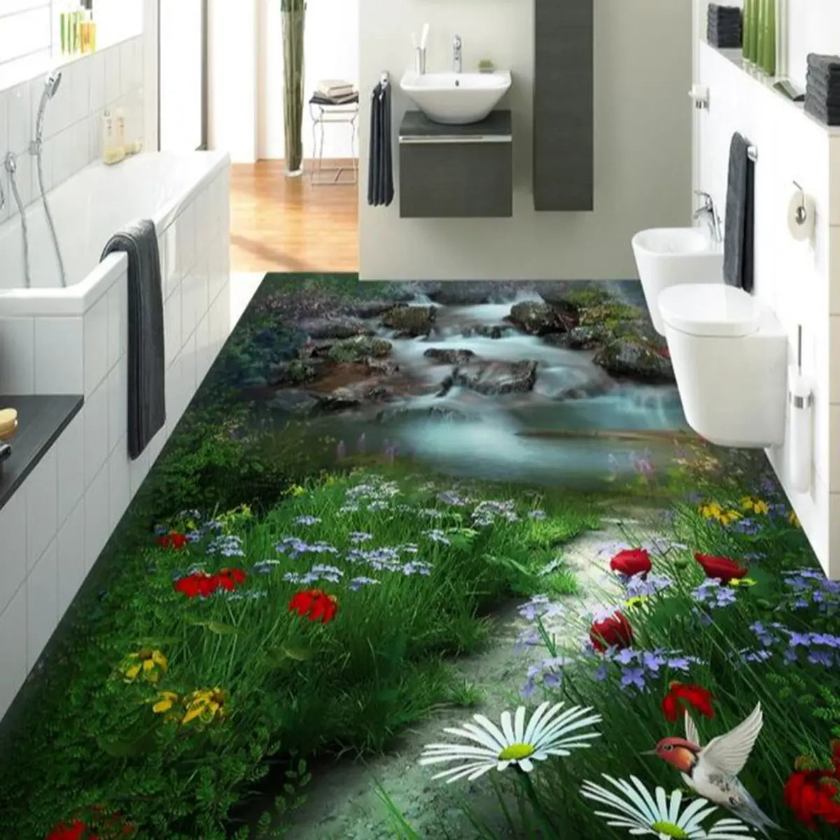 Botanical Rectangular Fabric Green Hallway Area Rug Image - 18