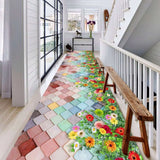 Botanical Rectangular Fabric Green Hallway Area Rug Image - 2