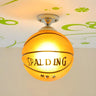 Boy Bedroom Sports Basketball Glass Flush Mount Light Image - 1