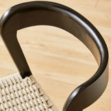Braided Rope Seat Curved Open Back Wood Dining Chair Image - 11