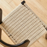 Braided Rope Seat Curved Open Back Wood Dining Chair Image - 12