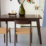 Braided Rope Seat Curved Open Back Wood Dining Chair Image - 6