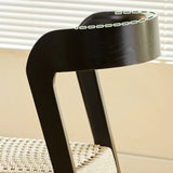 Braided Rope Seat Curved Open Back Wood Dining Chair Image - 9