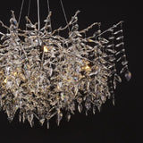 Branch Cascading Crystal Leaves Luxury Gold Chandelier Image - 10