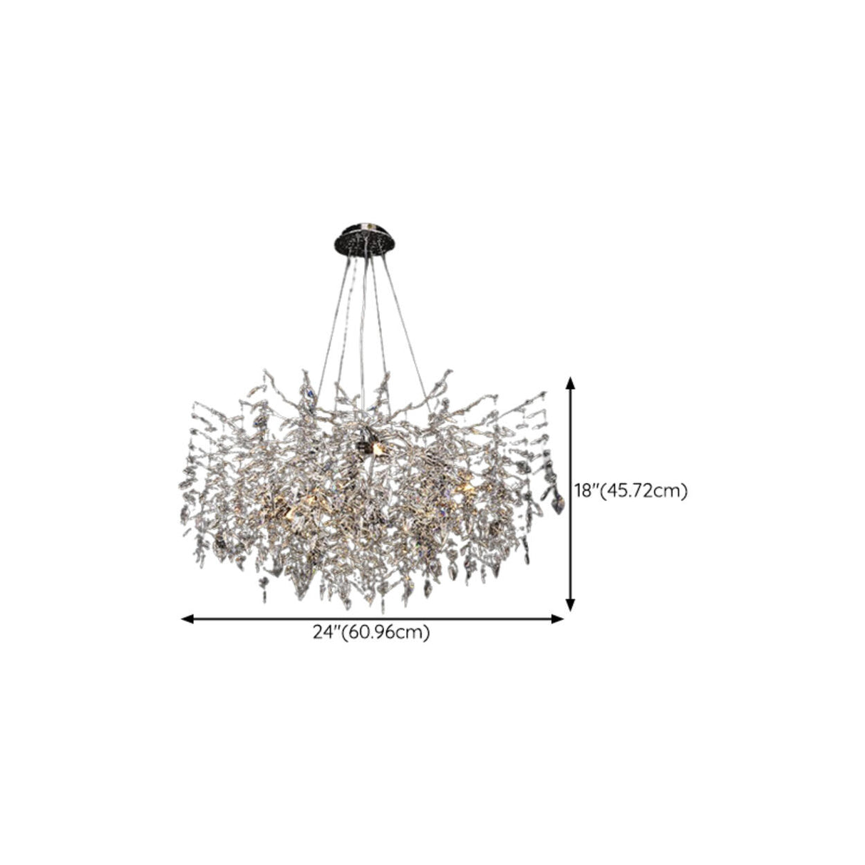 Branch Cascading Crystal Leaves Luxury Gold Chandelier 