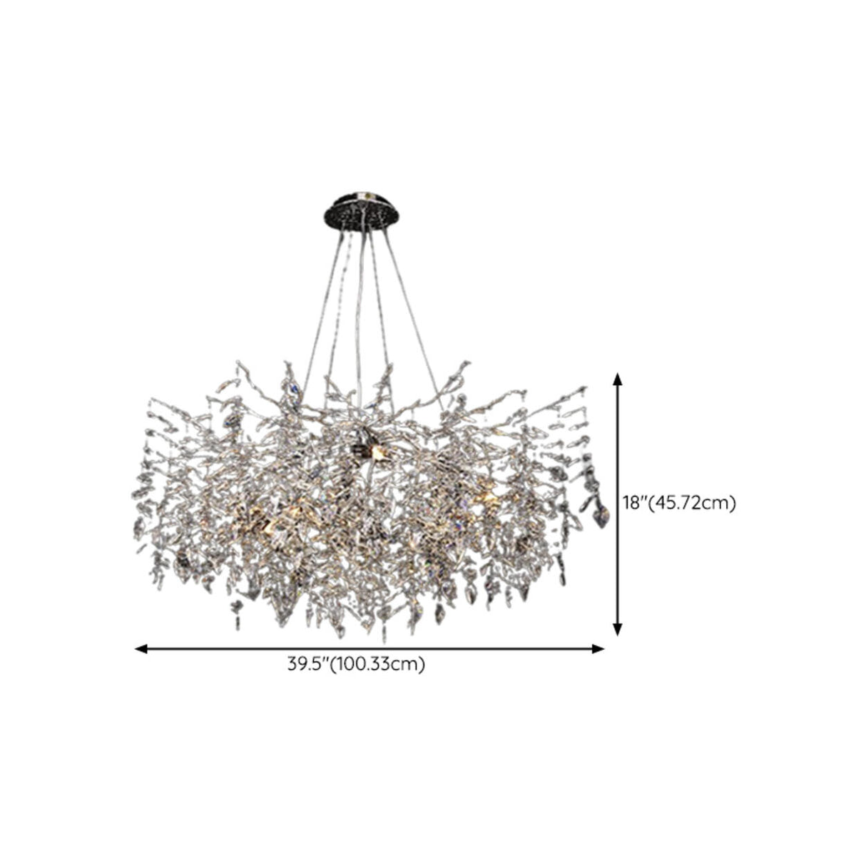 Branch Cascading Crystal Leaves Luxury Gold Chandelier Image - 13