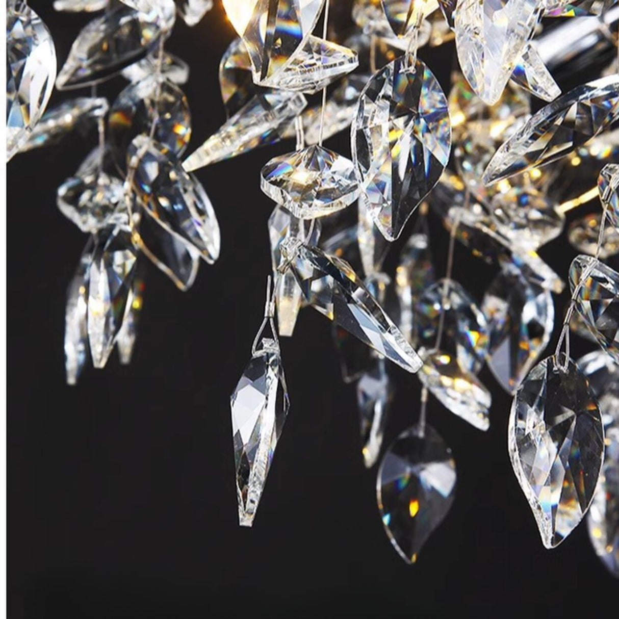 Branch Cascading Crystal Leaves Luxury Gold Chandelier Image - 8