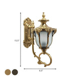 Brass Finish Rustic Trophies External Metal Wall Sconce #size