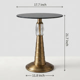 Brass Glass Round Side Table with LED Bluetooth Speaker #size