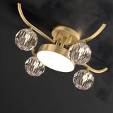 Brass Multi Ball Crystal Semi-Flush Mount Lamp 13-Lamp Image - 11