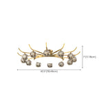 Brass Multi Ball Crystal Semi-Flush Mount Lamp 13-Lamp #size