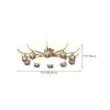 Brass Multi Ball Crystal Semi-Flush Mount Lamp 13-Lamp Image - 16