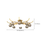 Brass Multi Ball Crystal Semi-Flush Mount Lamp 13-Lamp Image - 17
