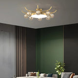 Brass Multi Ball Crystal Semi-Flush Mount Lamp 13-Lamp Image - 4