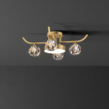 Brass Multi Ball Crystal Semi-Flush Mount Lamp 13-Lamp Image - 9