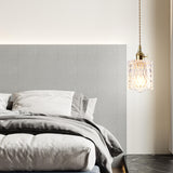 Brass Vintage Clear Glass Cylinder Pendant Light Set Image - 1