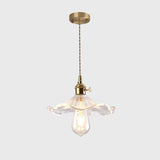 Brass Vintage Clear Glass Cylinder Pendant Light Set Image - 10
