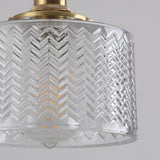 Brass Vintage Clear Glass Cylinder Pendant Light Set Image - 12