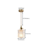 Brass Vintage Clear Glass Cylinder Pendant Light Set Image - 16