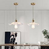 Brass Vintage Clear Glass Cylinder Pendant Light Set Image - 3
