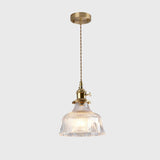 Brass Vintage Clear Glass Cylinder Pendant Light Set Image - 7