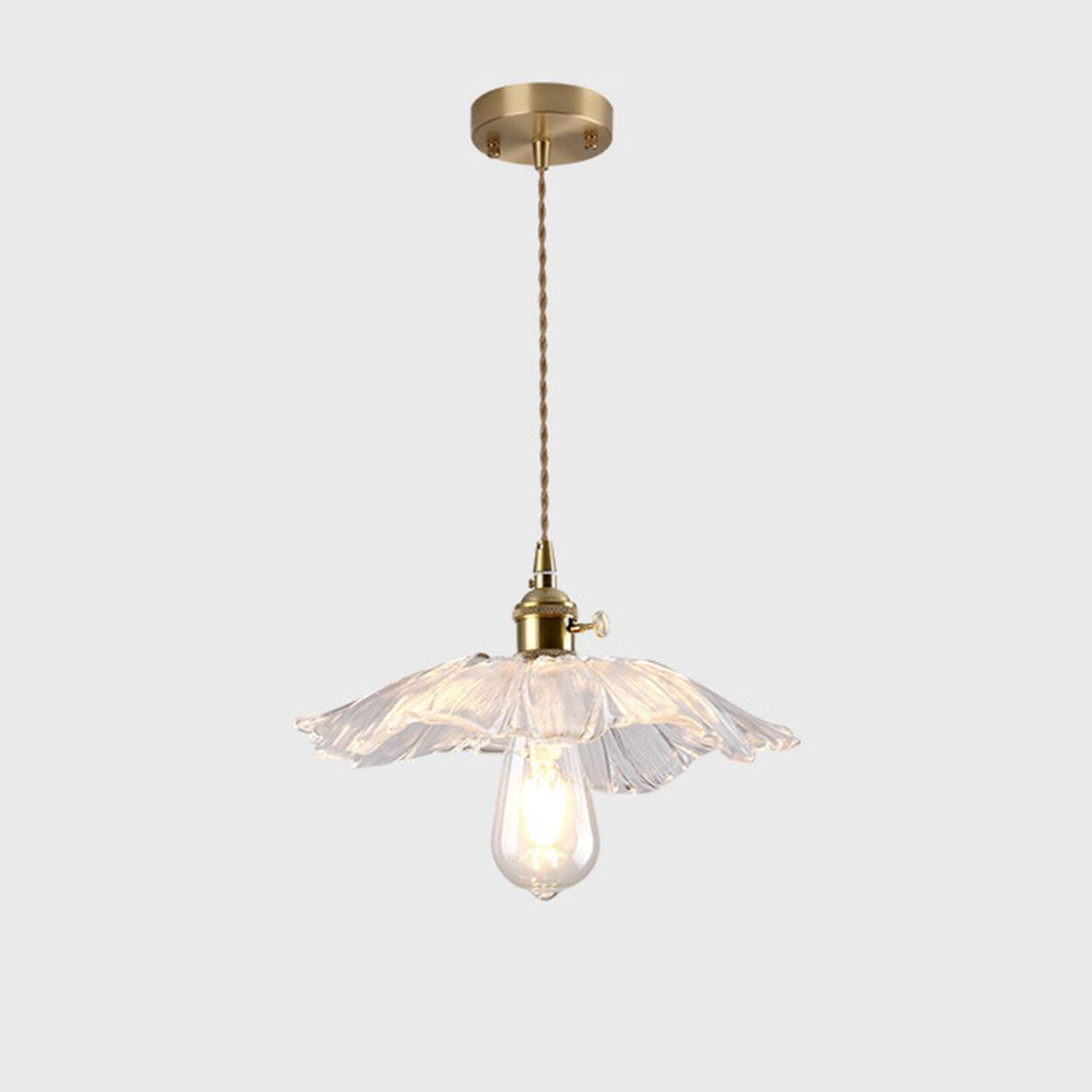 Brass Vintage Clear Glass Cylinder Pendant Light Set Image - 9