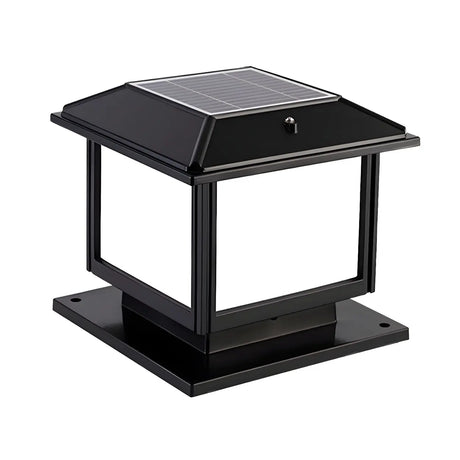 Brass Vintage Solar Square Outdoor Garden Post Lamp Image - 2