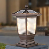 Bronze Finish Vintage Solar Lantern Outdoor Table Lamp Image - 16