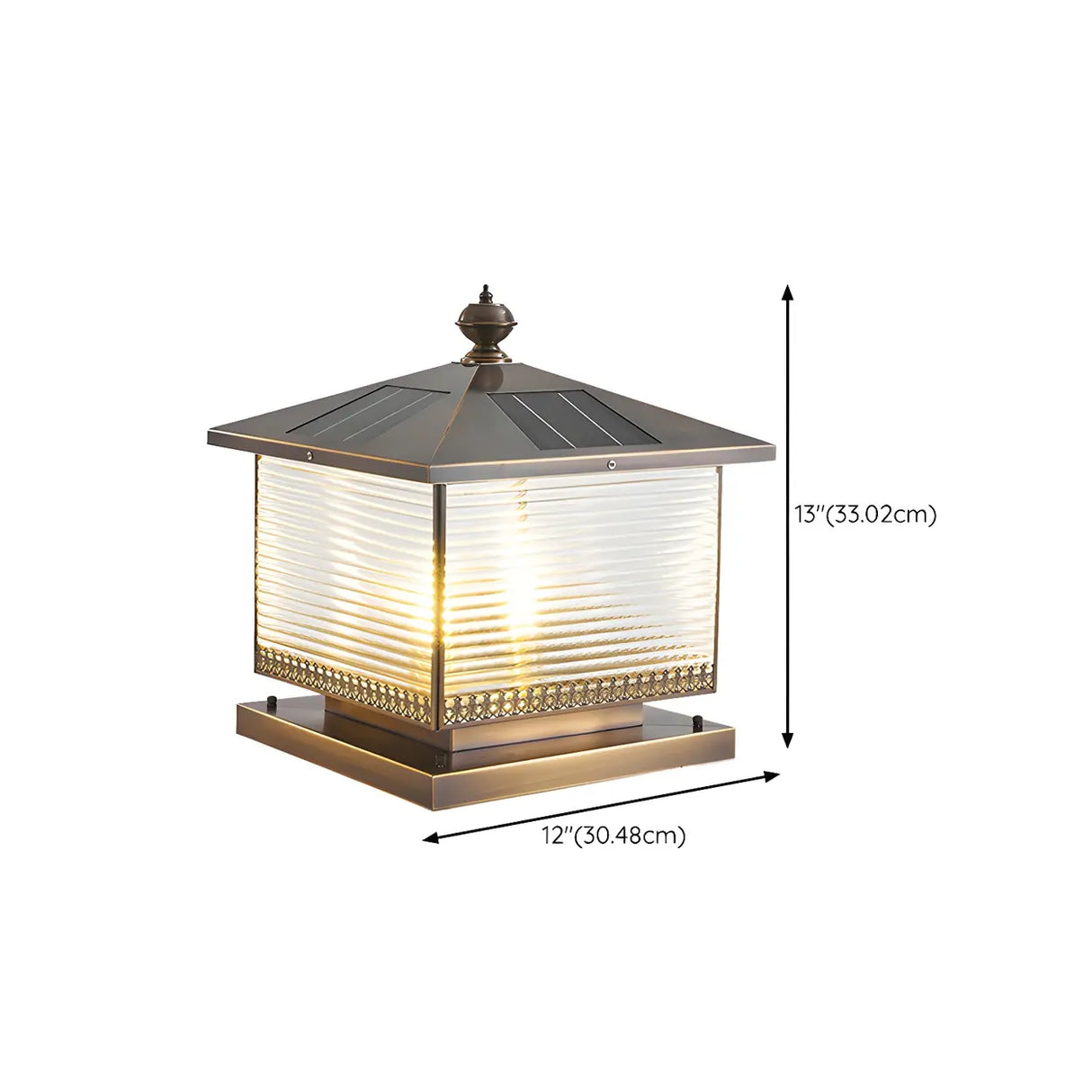Bronze Finish Vintage Square Glass Patio Outdoor Lamp Image - 14